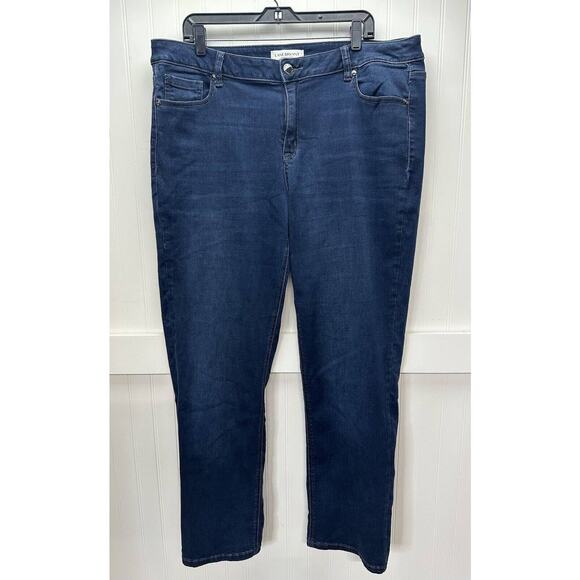 Lane Bryant Midrise Straight Jeans Womens 20 Essential Stretch Blue Denim Dark - Picture 1 of 11